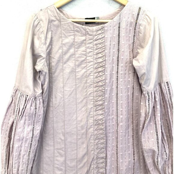 Sana Abbas Beaded Tunic Top Blouse Women's Size Small Lavender Purple Pleated - Picture 3 of 8